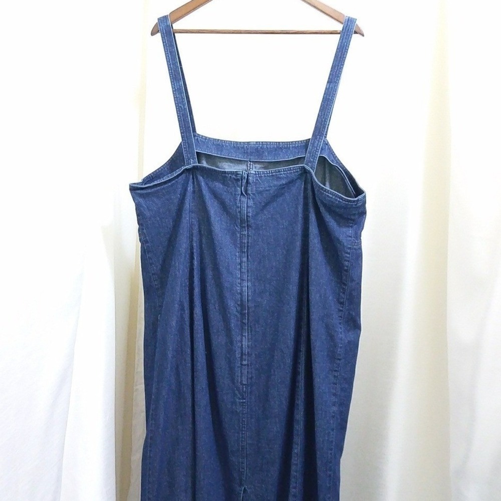 Vintage 90s Elisabeth Liz Claiborne Denim Jumper Dress Midi Sz 16 Straight Shift - Picture 4 of 7